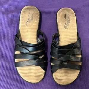 Black Slide On Sandals